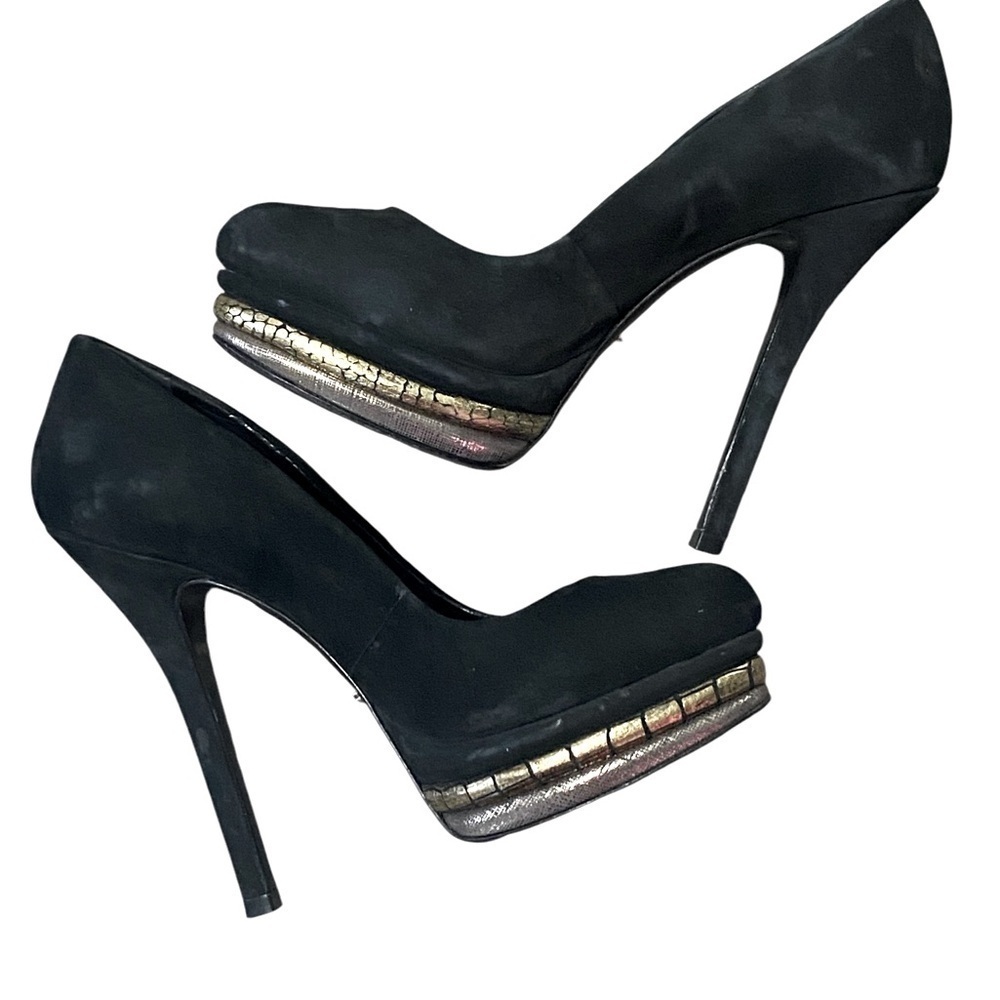 SCHUTZ Black Suede Platform Stiletto Heels Size 6B